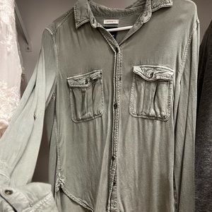 American Eagle button up womens small army green